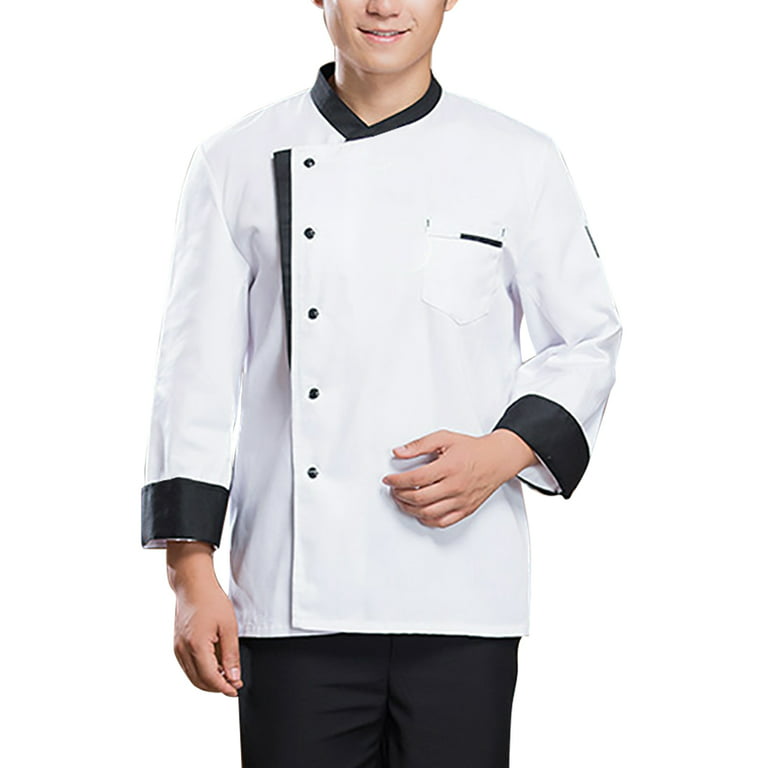 NEW DESIGNS,Blue And Black Men Denim 100% Cotton Chef Coat with Exp Shipping
